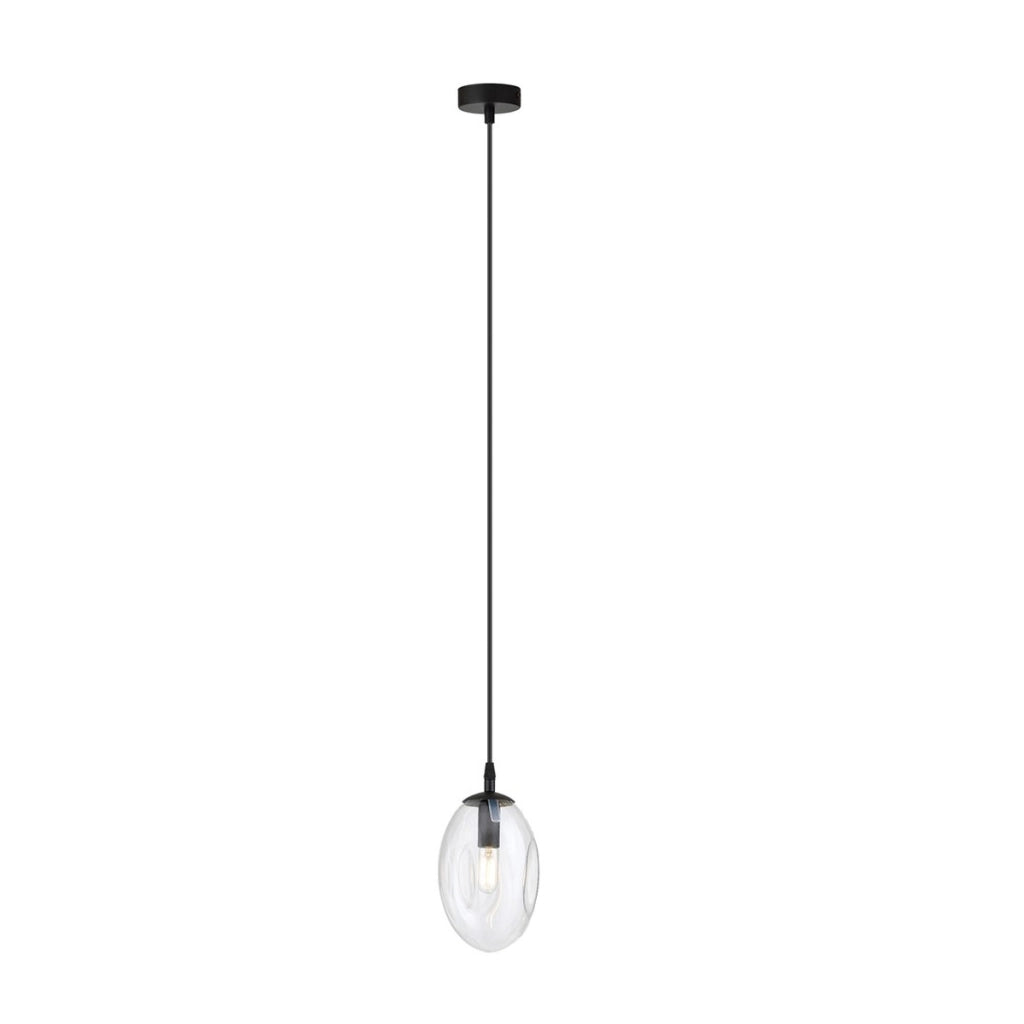 Lampada a sospensione Astral in acciaio nero e vetro