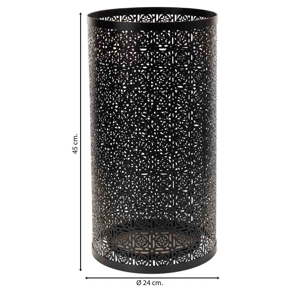 Portaombrelli tondo in ferro battuto nero 24x24x45h cm