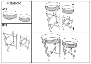 Set 2 Portavasi Ø40x50-35x40 cm in Metallo Ciotole Rimovibili