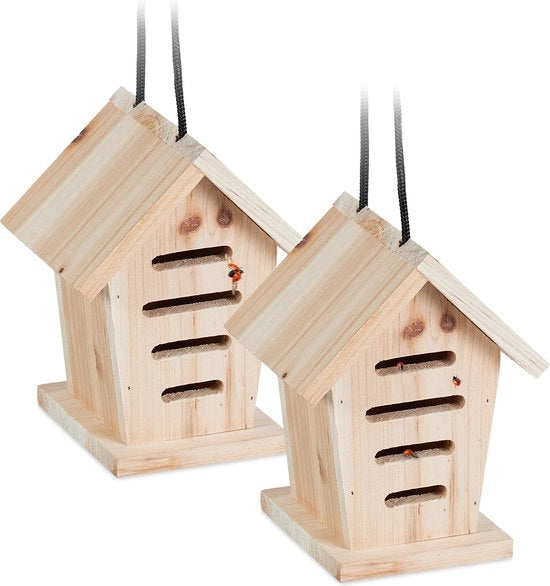 Kit di giardinaggio per ospiti insetti da appendere al giardino in legno non trattato naturale - Coccinella