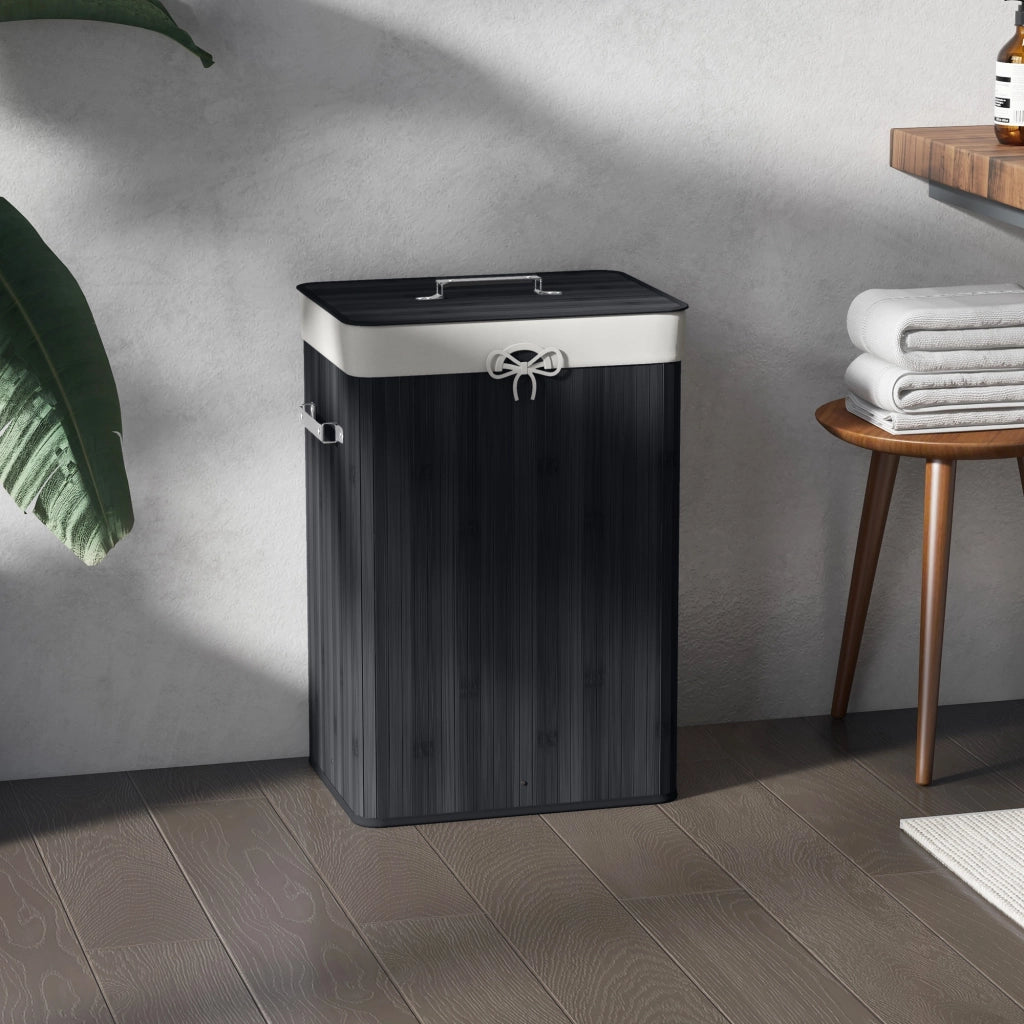 Cestino per biancheria con coperchio ¨C Zephmum ¨C Bamb¨´, pieghevole, 72L, Nero 40x30x60cm