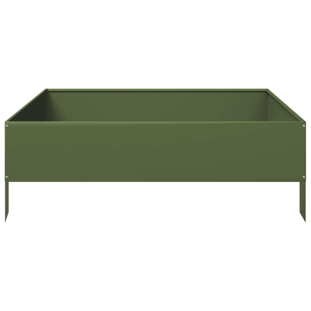 Fioriera Rialzata Giardino Verde Oliva 100x100x33,5 cm Acciaio 851027