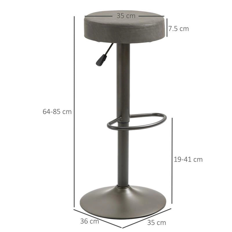 SET 2 SGABELLI GIREVOLI CON  ALTEZZA REGOLABILE 35X36X64-85CM GRIGIO