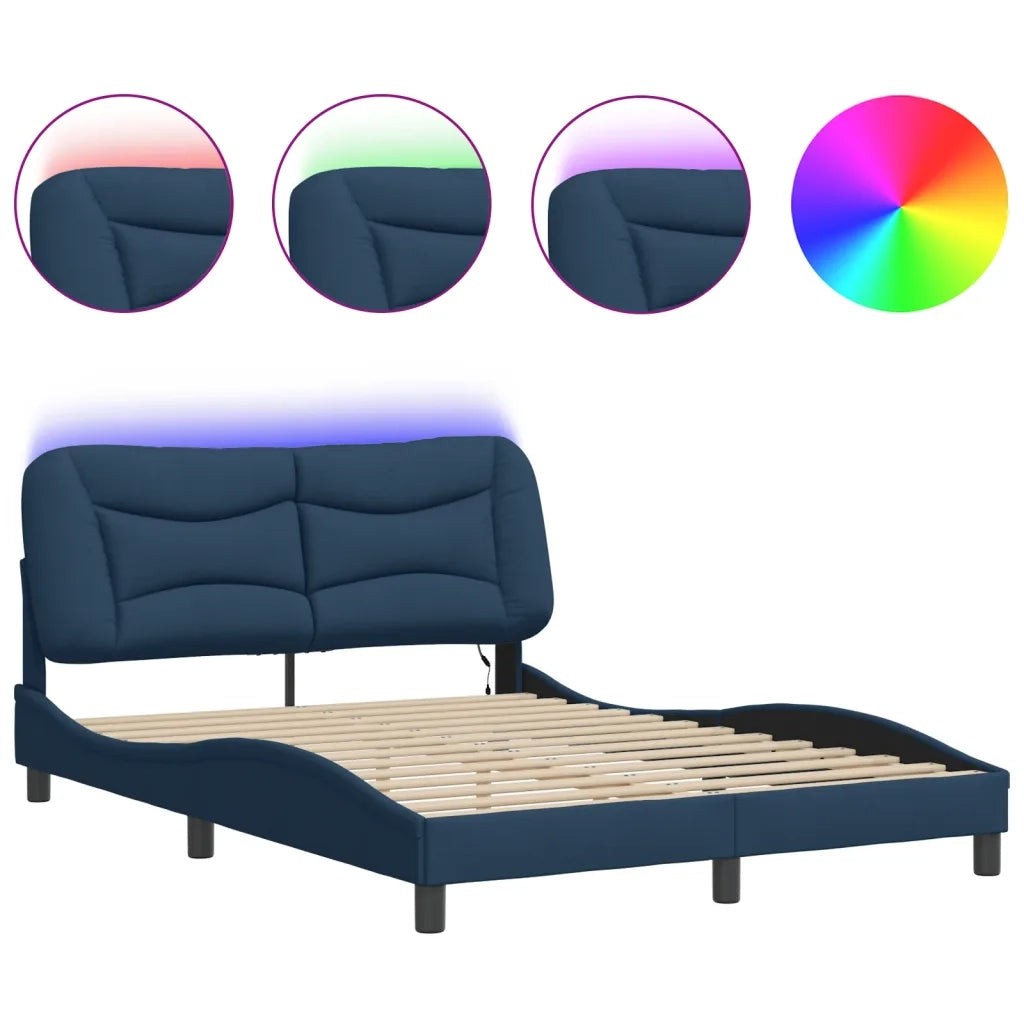 Giroletto con LED senza Materasso Hvar Blu 120x200 cm in Tessuto 3213696