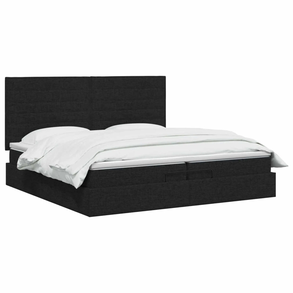 Letto ottomano con materasso Nero 200 x 200 cm Tessuto 3457434