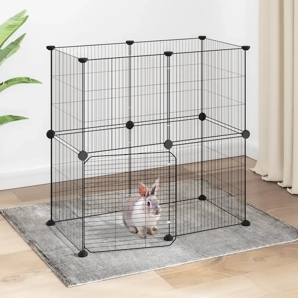 Gabbia per Animali 12 Pannelli con Porta Nero 35x35 cm Acciaio 3114036