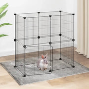 Gabbia per Animali 12 Pannelli con Porta Nero 35x35 cm Acciaio 3114036
