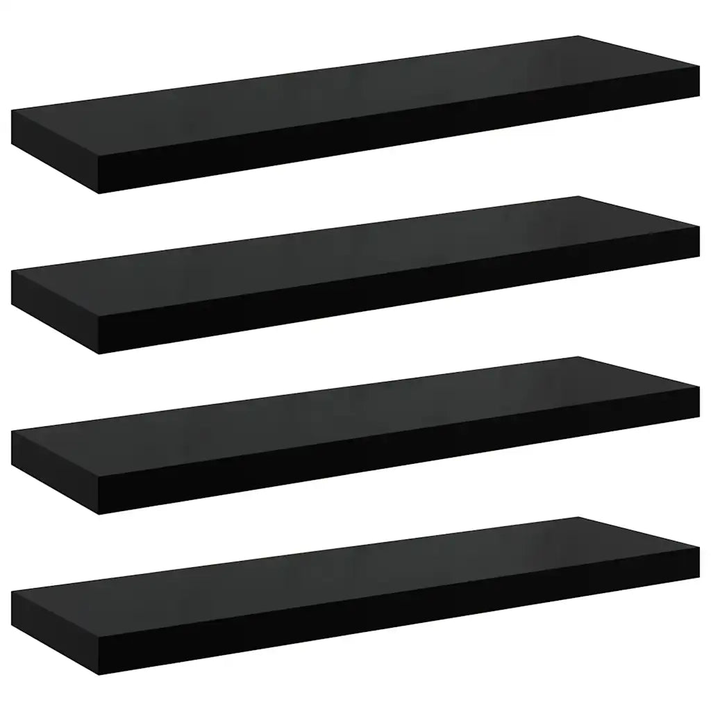 Scaffali a Parete 4 pz Nero Lucido 90x23,5x3,8 cm in MDF cod mxl 32854