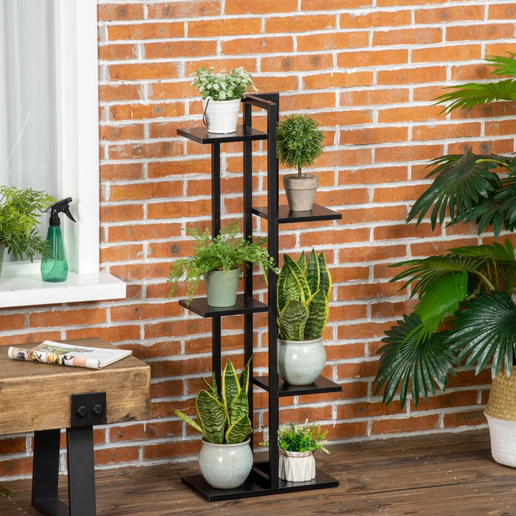 Scaffale per piante 5 livelli in metallo per interno ed esterno ¨C Zephmum ¨C 40x22x113cm nero