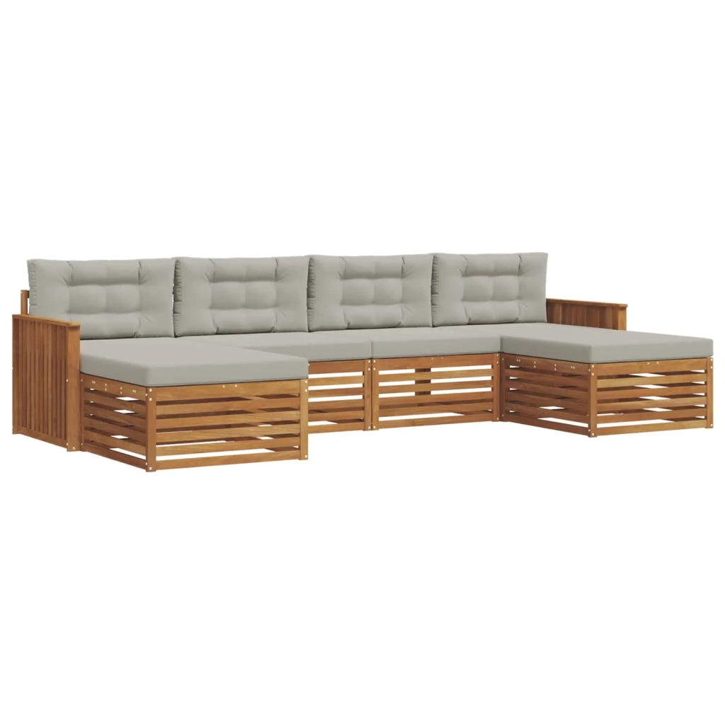 Set divani con cuscino 6 pcs Grigio Naturale e Chiaro 3373896