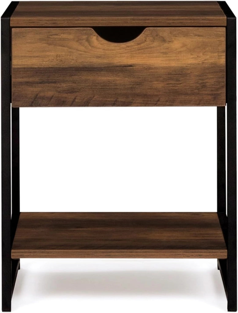 IDMarket - Set di 2 comodini Hawkins, Legno Scuro, Design Industriale