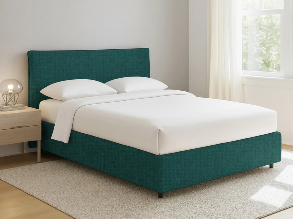 Oldham, Letto Piazza e Mezza Sfoderabile Made in Italy, Verde Petrolio