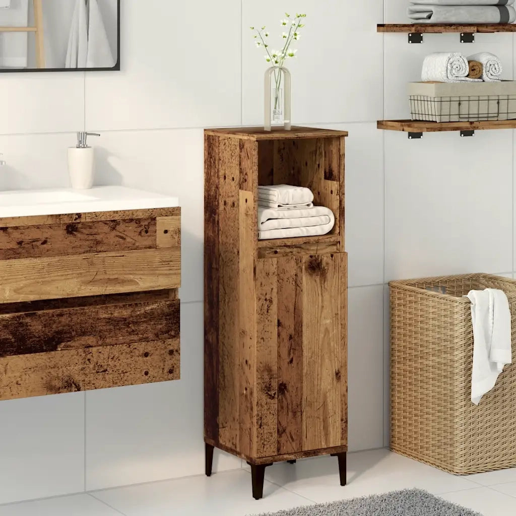 Armadietto da Bagno Legno Antico 30x30x100 cm in Truciolato