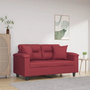 Divano a 2 Posti con Cuscini-Sofa 2 Posti con Cuscini Rosso Vino 120 cm in Similpelle 846652