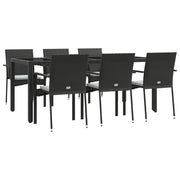 Set da pranzo da esterno in vimini di resina nera da 7 pezzi con cuscini 02_0014474