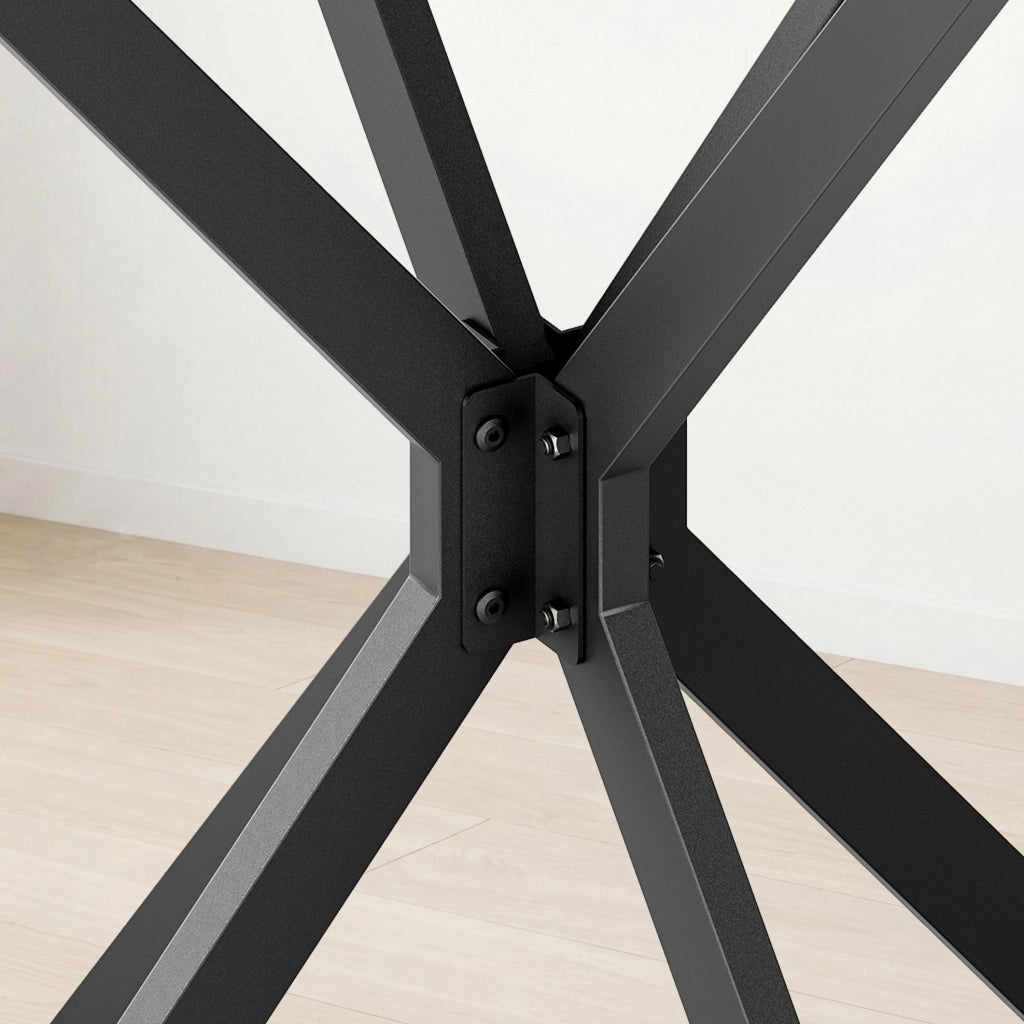 Tavolo rotondo in stile industriale ?80 cm con gambe a X; marrone vintage e nero