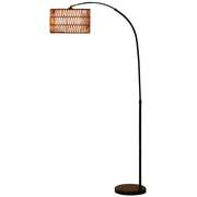 Lampada da Terra Stile Lanterna ¨C Zephmum ¨C Pantaloni in Fibra di Iuta e Base in Marmo 93x34x144-175 cm Marrone e Nero
