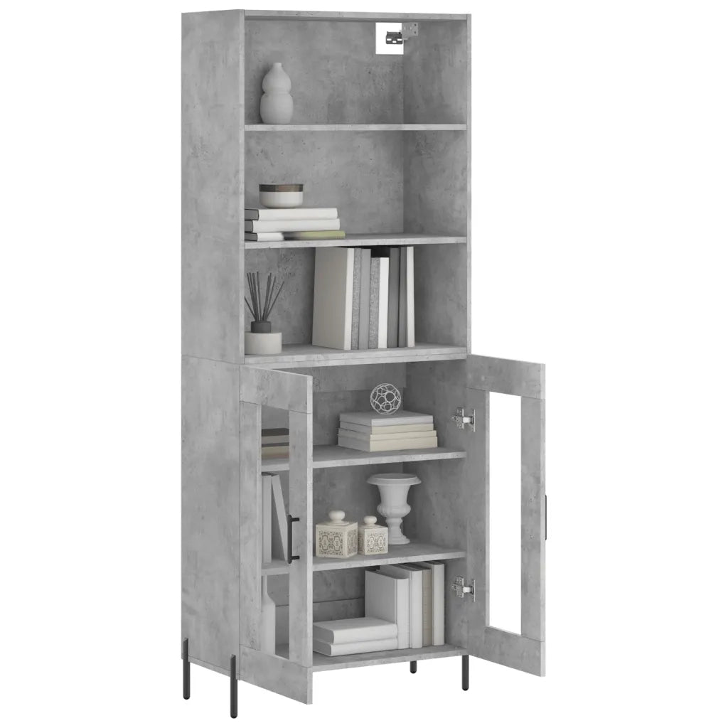 Credenza | Madia | Buffet da pranzo | Armadio da pranzo Grigio Cemento 69,5x34x180 cm in Legno Multistrato