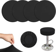 4 Barstoli con Cuscino, Rettangolo, Diametro 28-38cm, Pelle Nera, Resistente e Lavabile, Perfetto per Feste, Cucina e Giardino