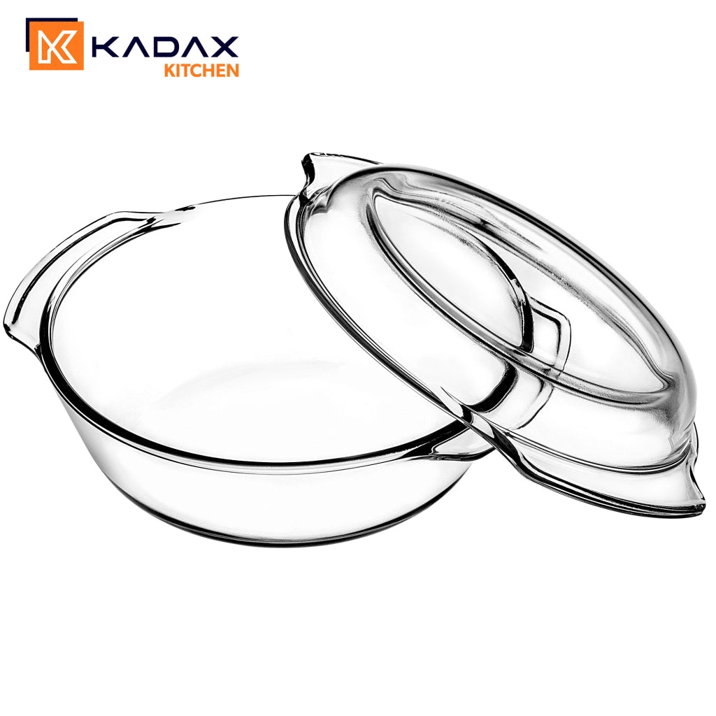 KADAX Piccola pirofila da forno con coperchio, 2,4 L, rotonda in vetro
