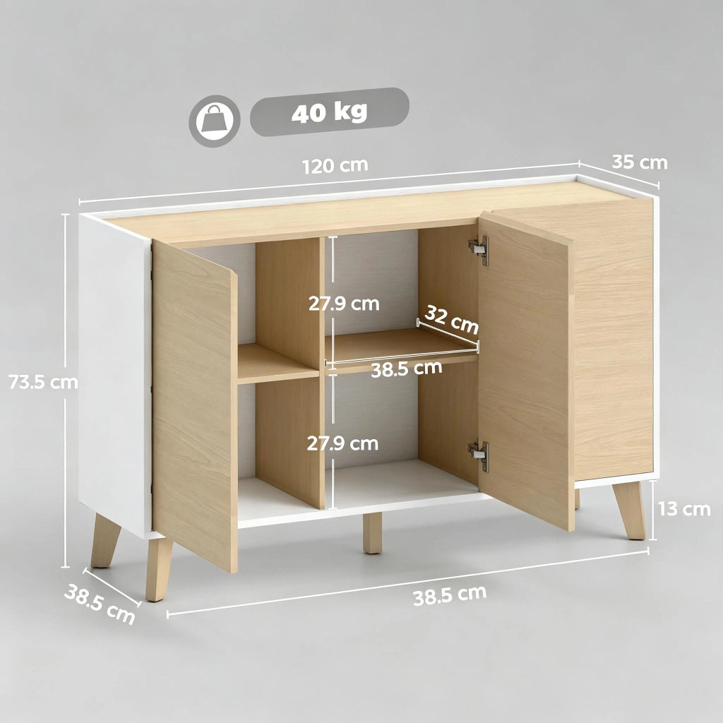 MADIA Nordica 120 cm Naturale/Bianco in MDF