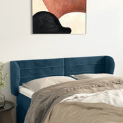 Testiera ad Orecchio-Testata con Orecchie Blu Scuro 147x23x78/88 cm in Velluto 102421