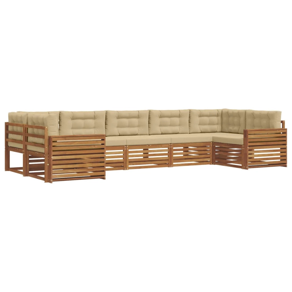 Set di divani da esterno con cuscino 7 pcs Naturale e Beige