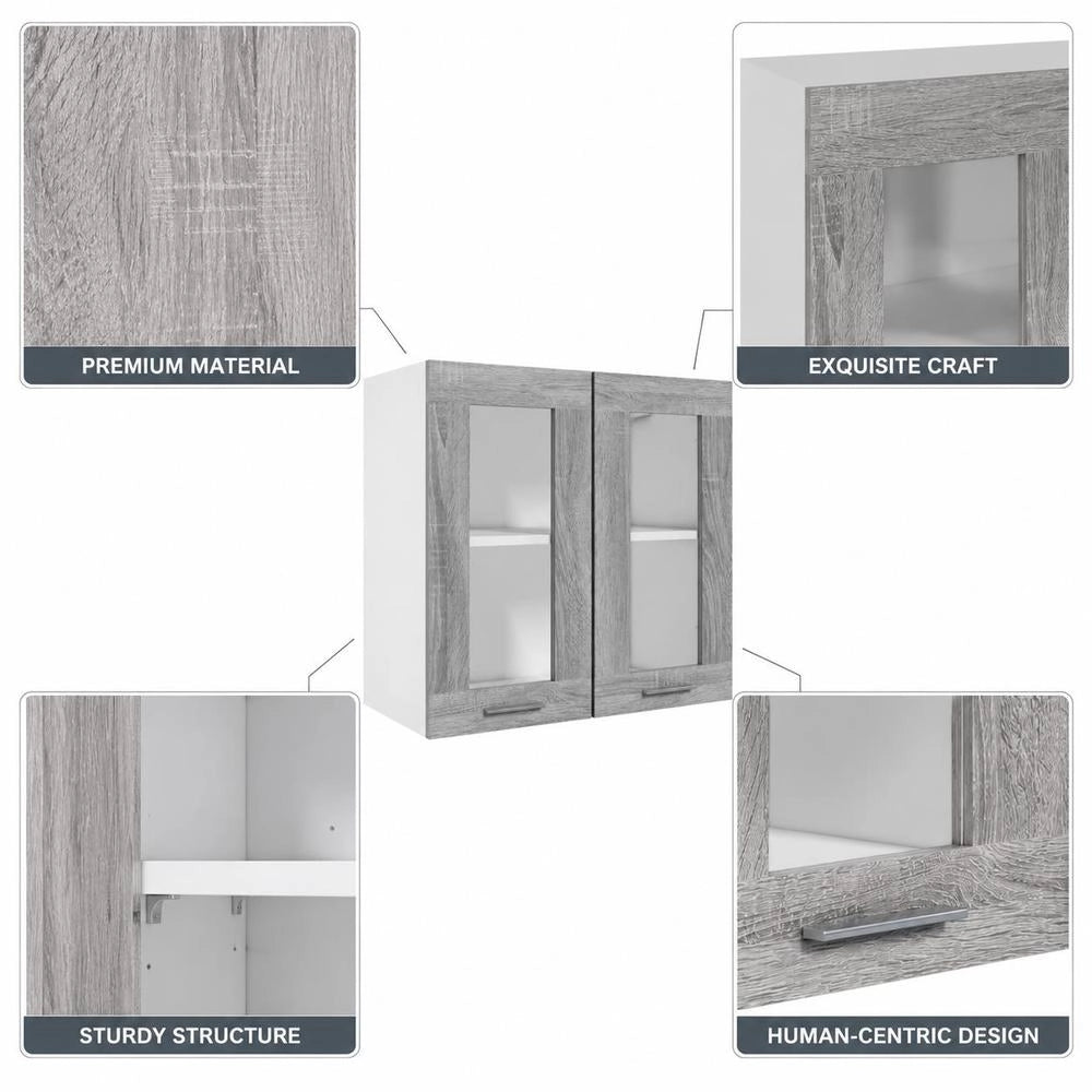Lyon Wall Cabinet, Glass, Grey Sonoma, 60x31x60 Cm, Wood-based Material