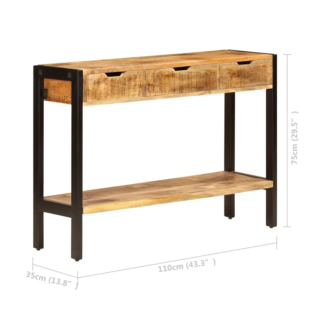 Credenza con 3 Cassetti 110x35x75 cm Legno Massello di Mango 247406