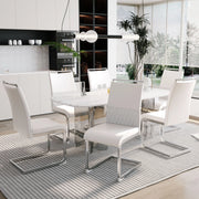 Sedia con schienale alto imbottito design ergonomico con piedini antigraffio metallo bianco 42 × 48 × 95 cm