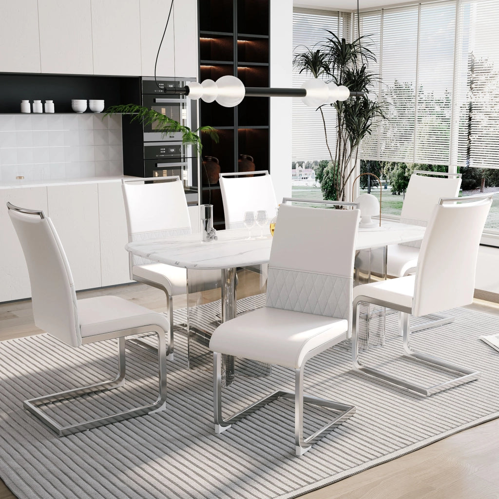 Sedia con schienale alto imbottito design ergonomico con piedini antigraffio metallo bianco 42 × 48 × 95 cm