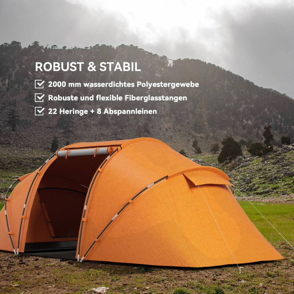Tenda da campeggio tunnel 4-6 persone ¨C zephmum ¨C arancione impermeabile 2000mm