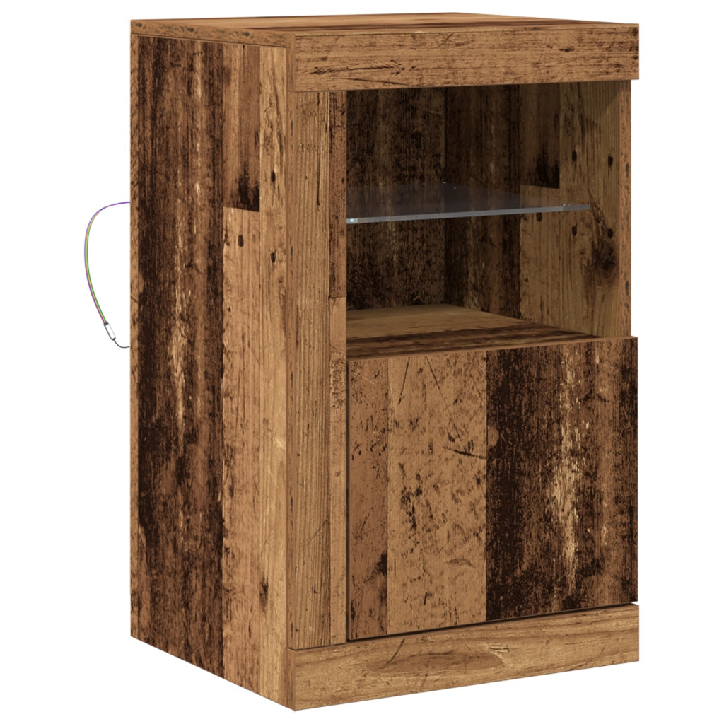 Sideboard  con luci LED in legno vecchio 41x37x67 cm