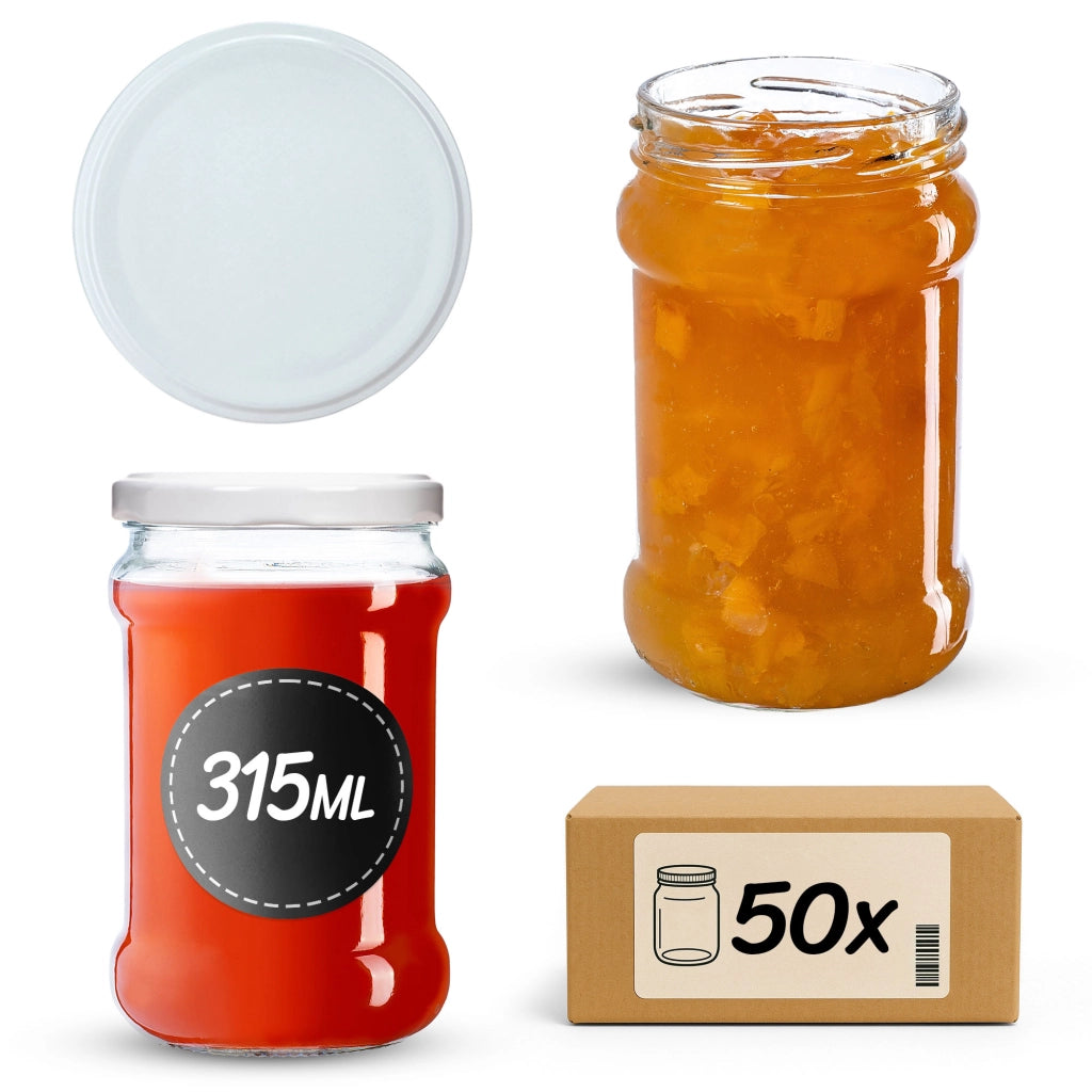 KADAX 10x Barattoli per Conserve 315ml Barattolo di Vetro Marmellata di Miele + Tappi Fi66