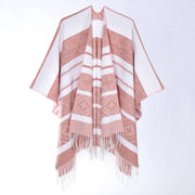 Sciarpa spessa in maglia jacquard con nappe
