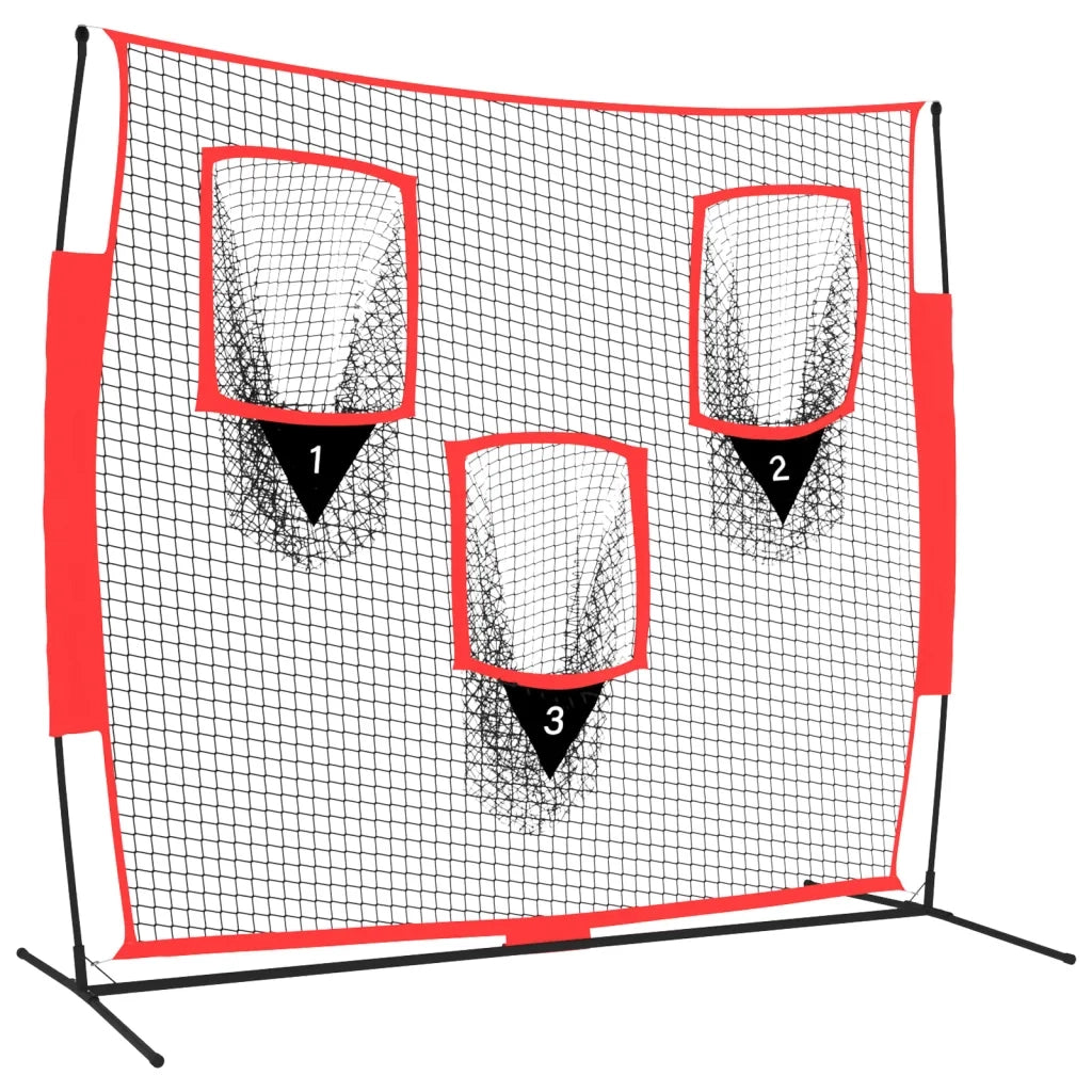 Rete Baseball Portatile Nera e Rossa 183x105x183 cm Poliestere 93747