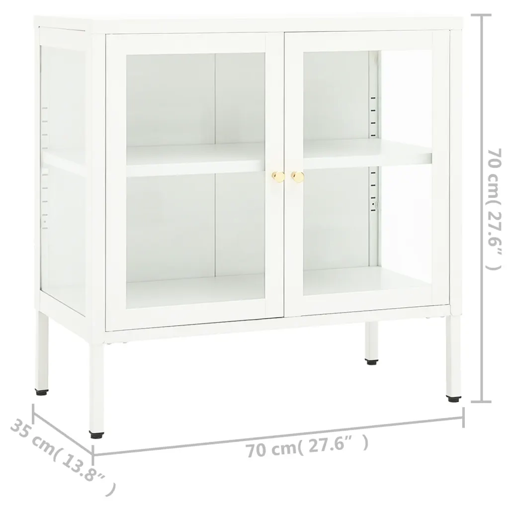 Credenza | Madia | Buffet da pranzo | Armadio da pranzo Bianca 70x35x70 cm in Acciaio e Vetro