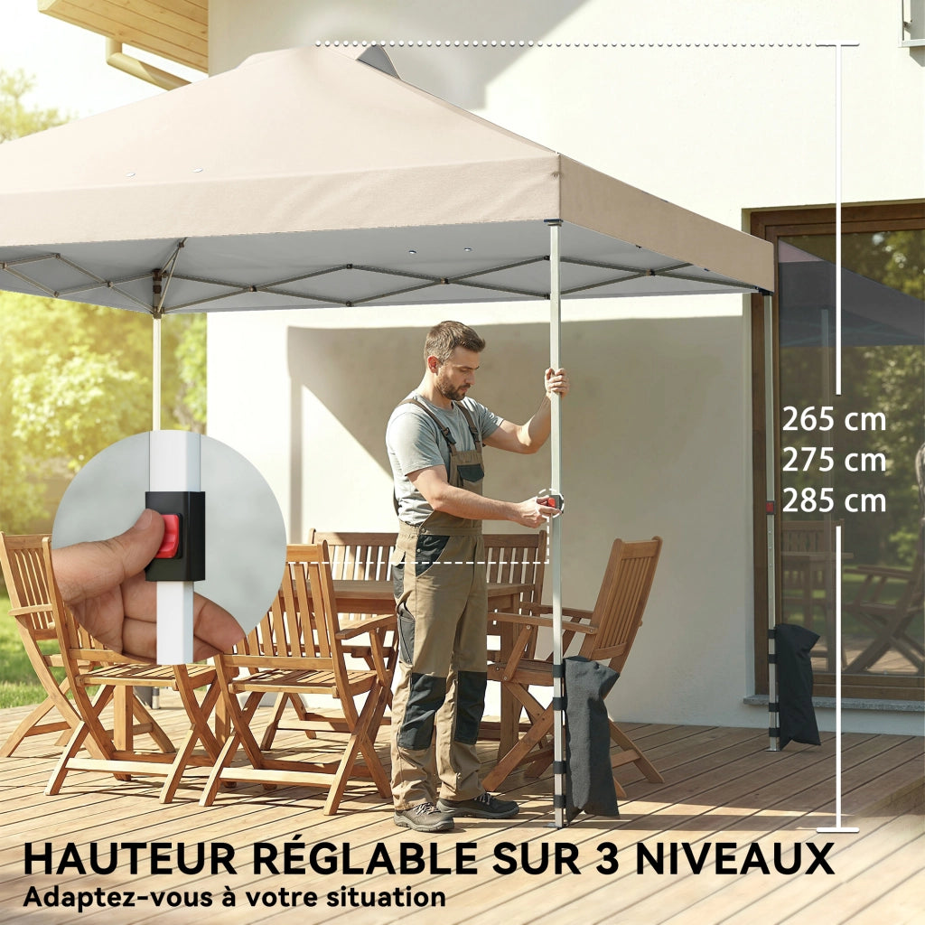 Tenda da Giardino Pieghevole 3x3m ¨C zephmum ¨C Grigio