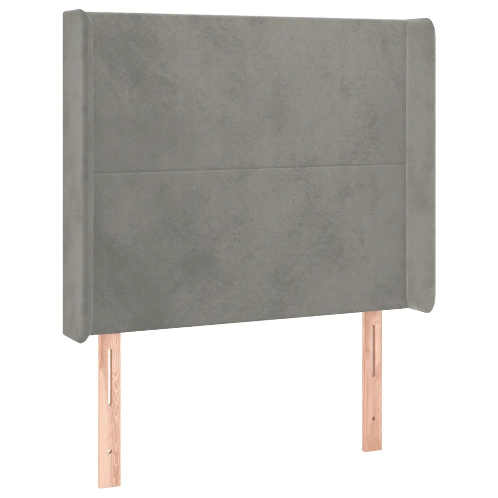 Testiera ad Orecchio-Testata con Orecchie Grigio Chiaro 83x16x118/128 cm in Velluto 630255
