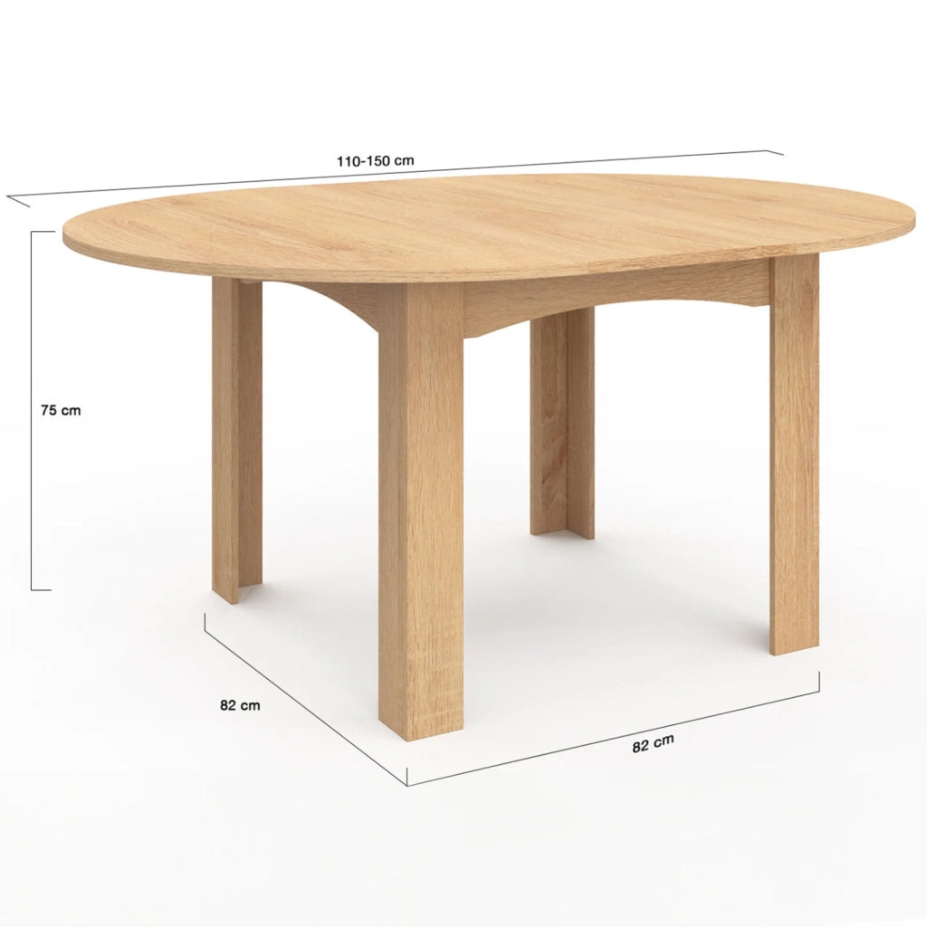IDMarket - DONA mesa de comedor redonda extensible 4-8 personas haya 110-150 cm