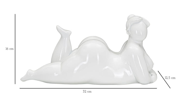 Statua Donnina Yoga Relax 32x16x16 cm in Poliresina Bianco