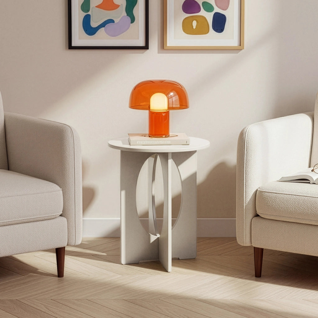 Tavolino Laterale Podeldsvin con Piano Rotondo 49 x Ø40 cm - Tortora [en.casa]