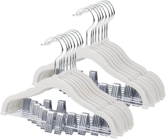 Hangers per Bambino con Viti Mobili con Freno Antiscivolo e Design Spaziale (16 pezzi Bianchi)