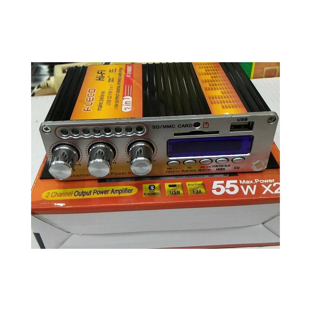Trade Shop - Mplificatore Audio Aux Usb Mp3 Casa Auto 2 Canali Stereo 55w Bluetooth 3188 Bt -