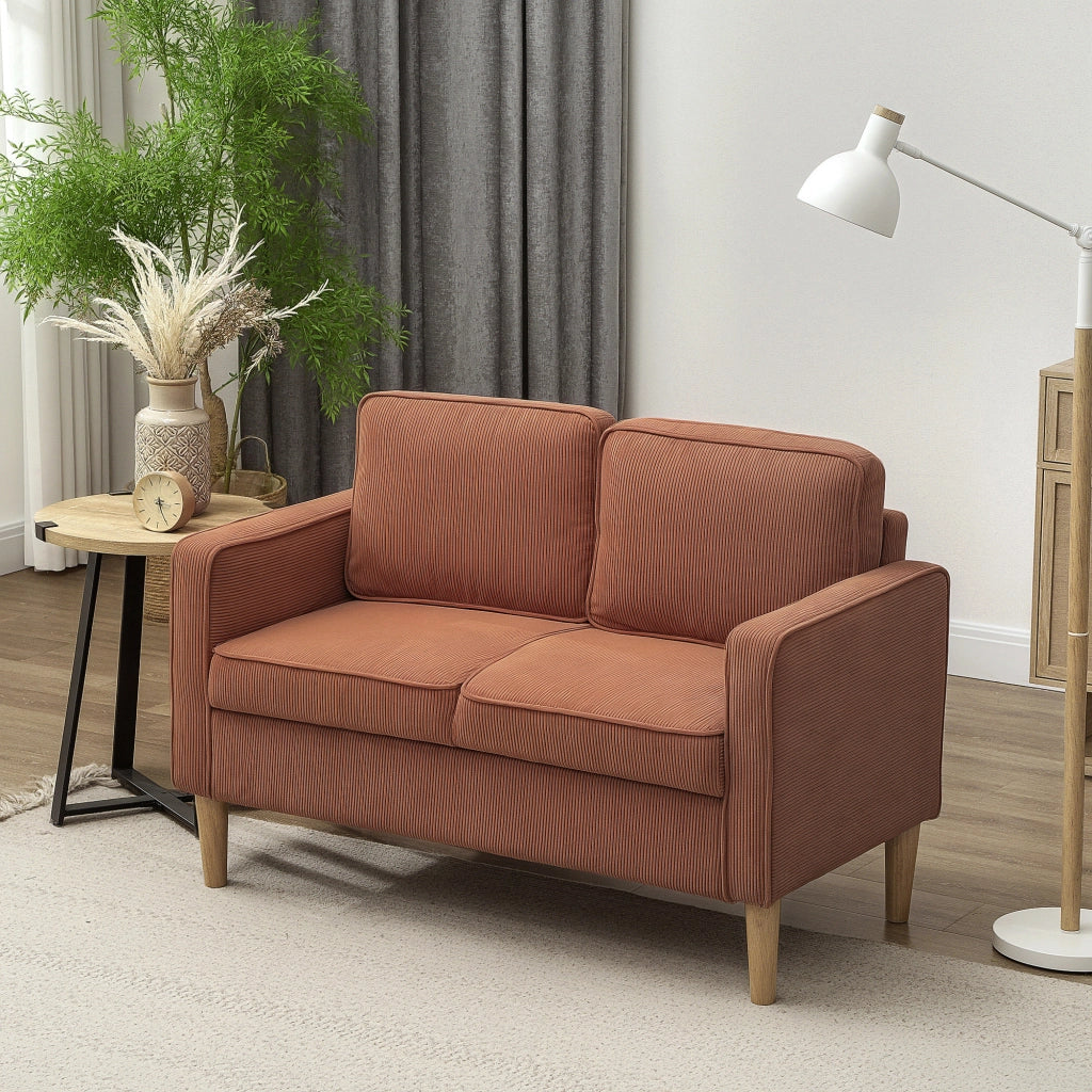 Divano 2 posti con contenitore e gambe in legno massello ¨C Zephmum ¨C 117x63x79 Arancione