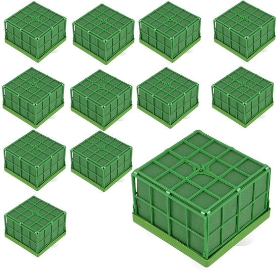 Accessorio per fiori a schiuma quadrato - contenitore per fiori a schiuma - 12 pezzi - supporto per fiori a schiuma con gancio - accessorio per fiori a schiuma - decorazione per tavola/brindisi - materiale plastico duraturo/Fenolo.