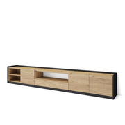 Mobile TV Soggiorno, 310x50x37 cm, Per TV fino a 80", Mobile Soggiorno, Rovere e nero
