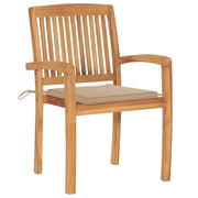 Sedie da Giardino 2 pz con Cuscini Beige Massello di Teak 3063255