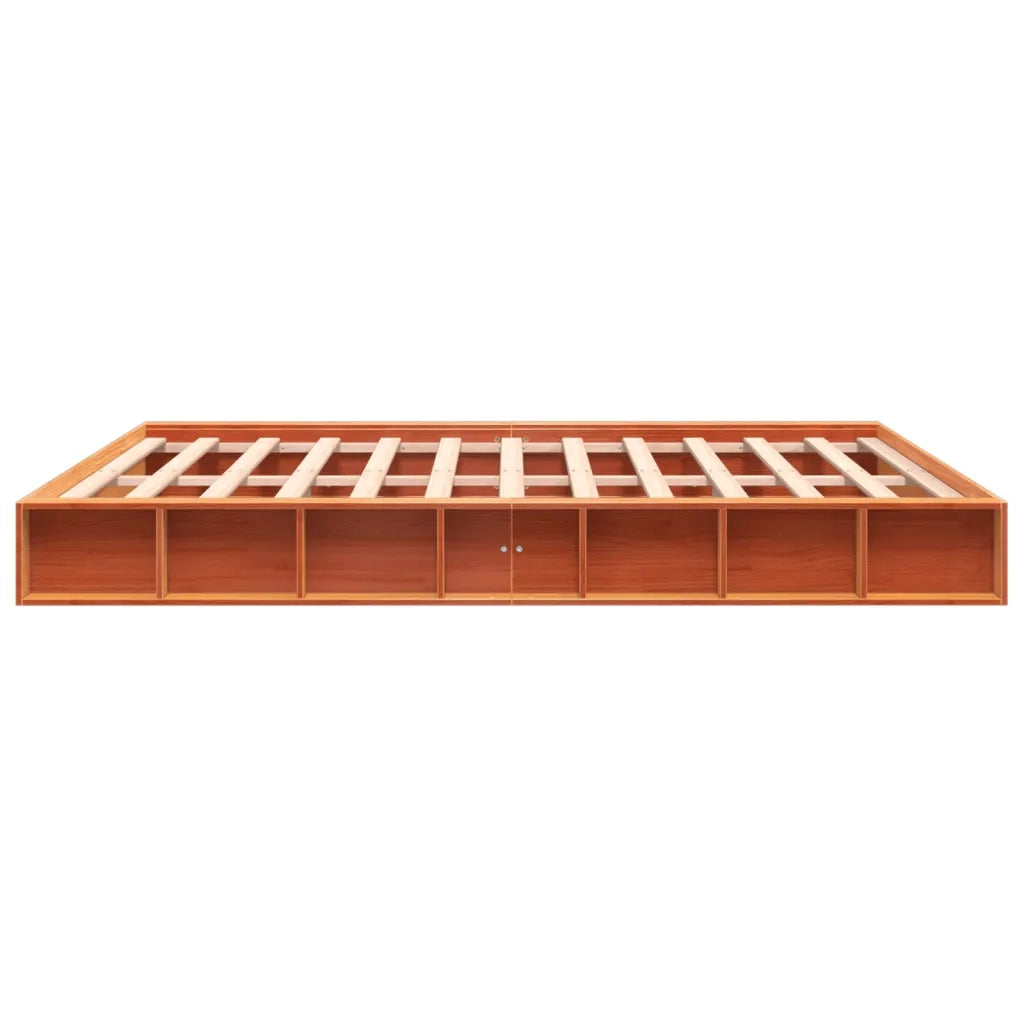Giroletto senza Materasso-Struttura Letto Marrone Cera 200x200 cm Legno di Pino 711541