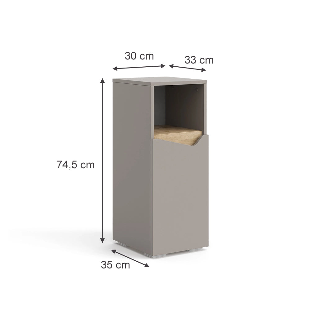 Vicco Mobiletto bagno Grigio 30 x 74.5 cm con porta e vano aperto